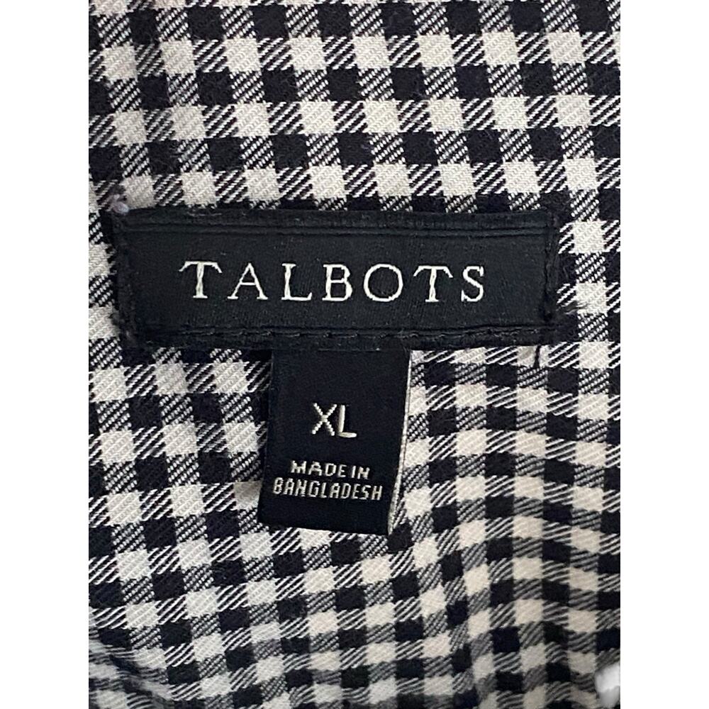 XL TALBOTS Black Plaid Buffalo Check Button Up Dress Shirt Cotton EUC - Picture 9 of 9